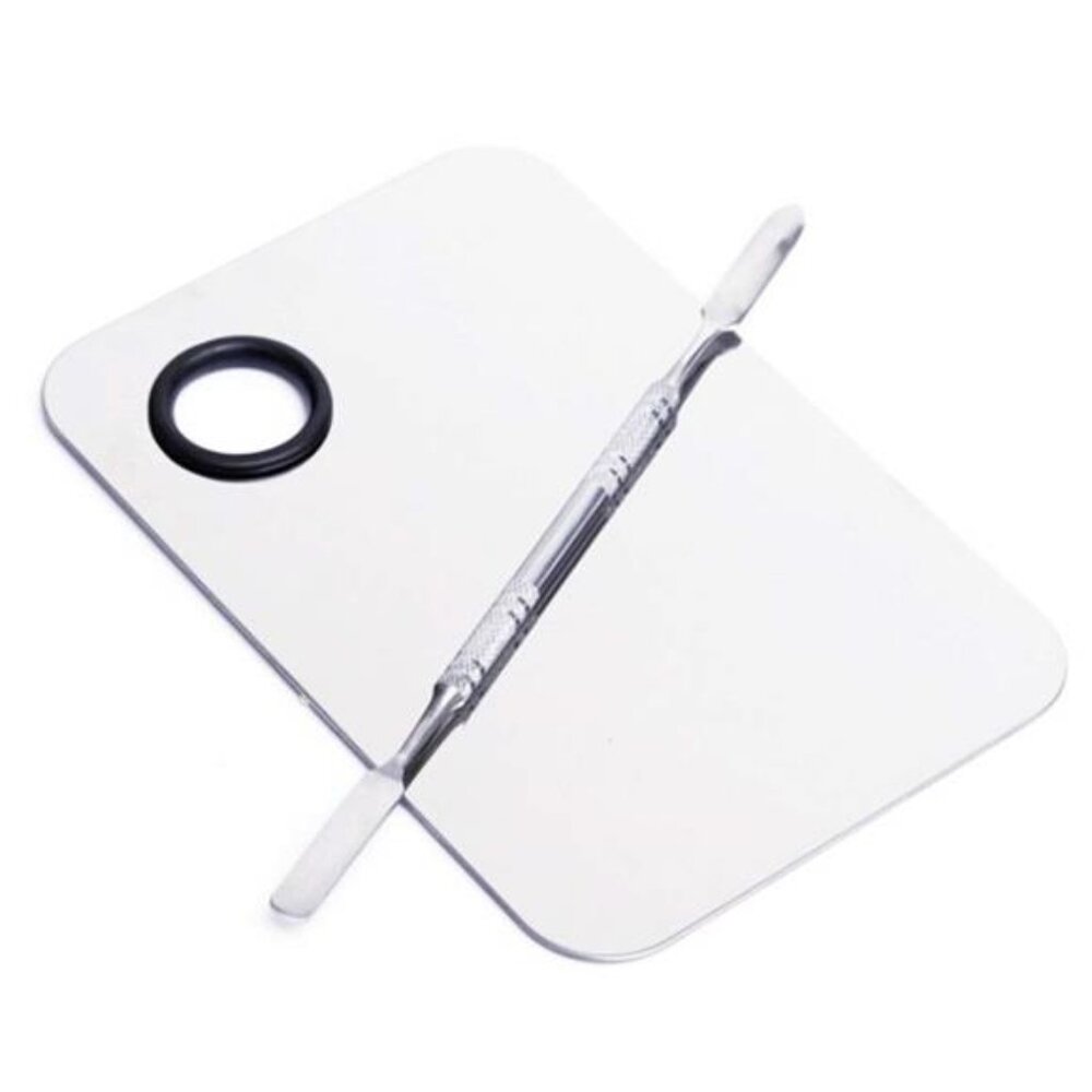 Stainless Steel Makeup Palette, Professional Cosmetic Mixing Palette Spatula